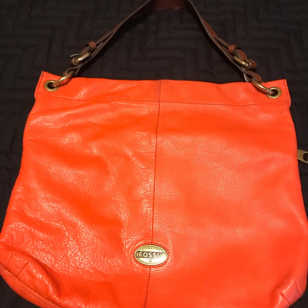 Orange leather Fossil bag
